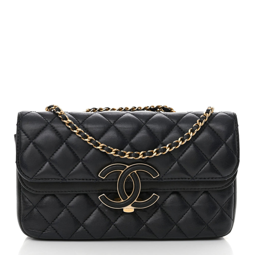 Lambskin Quilted Small CC Chic Flap Navy