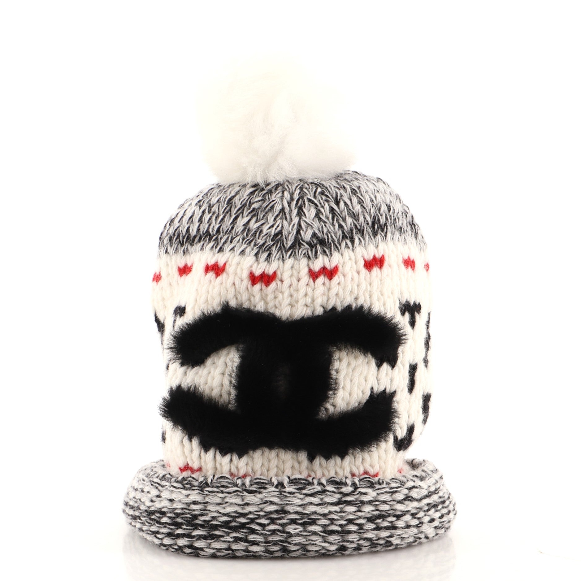 Multi CC Pom Pom Beanie Wool and Shearling XS
