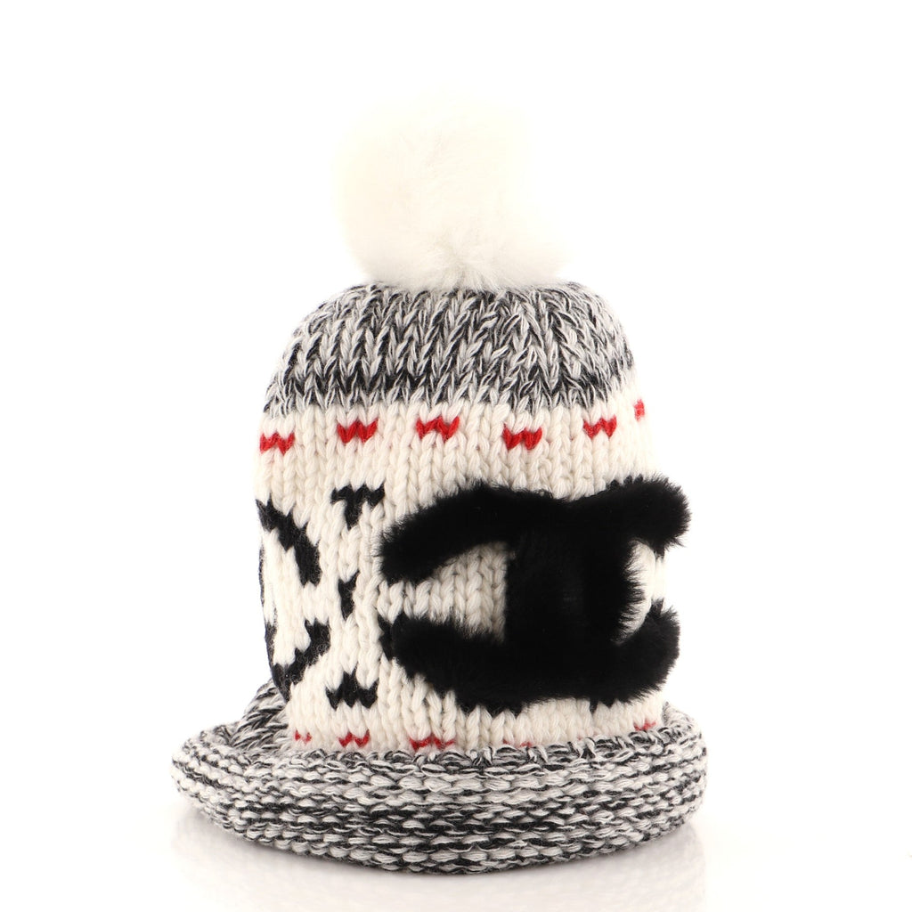 Multi CC Pom Pom Beanie Wool and Shearling XS