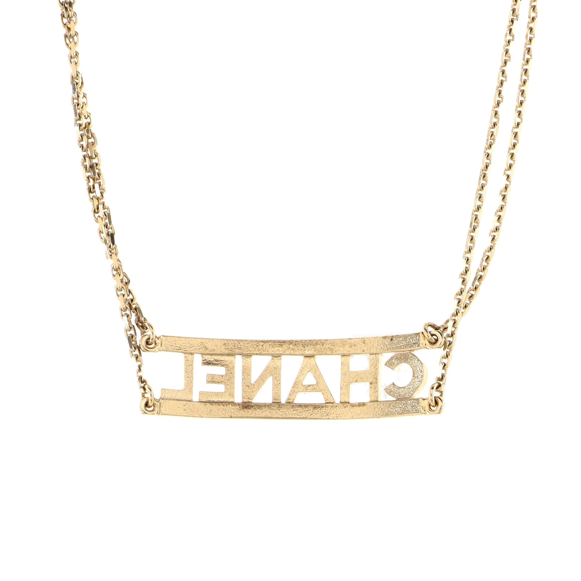 Logo CC Plate Choker Necklace Metal with Enamel