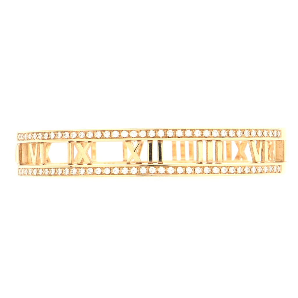 Atlas Open Hinged Bangle Bracelet 18K Rose Gold and Diamonds
