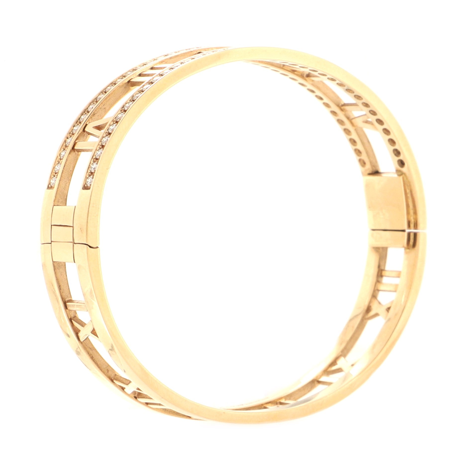 Atlas Open Hinged Bangle Bracelet 18K Rose Gold and Diamonds