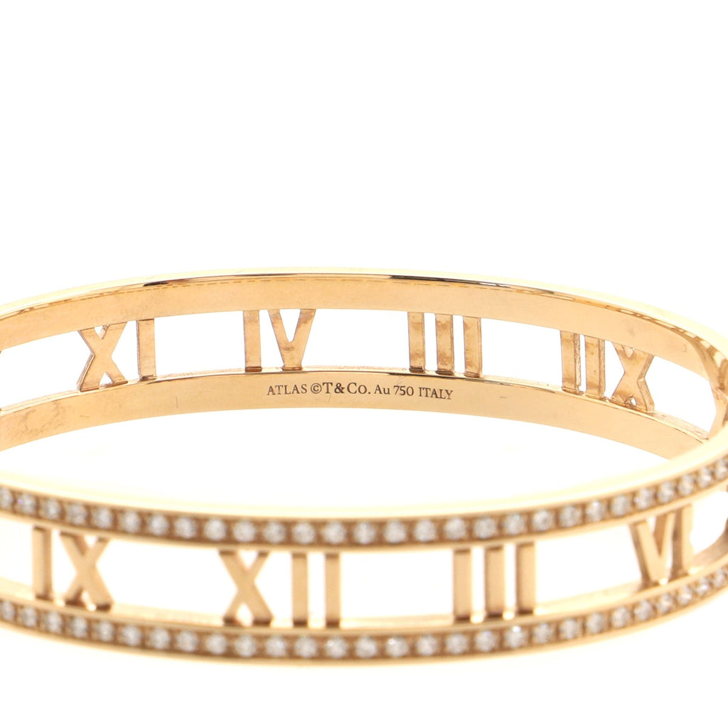 Atlas Open Hinged Bangle Bracelet 18K Rose Gold and Diamonds