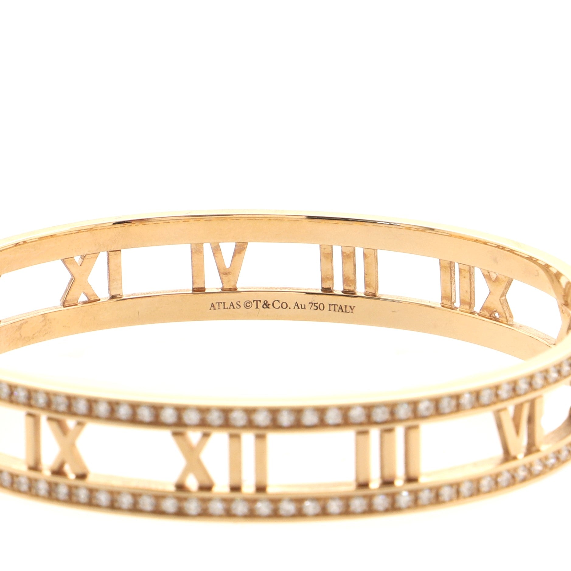 Atlas Open Hinged Bangle Bracelet 18K Rose Gold and Diamonds