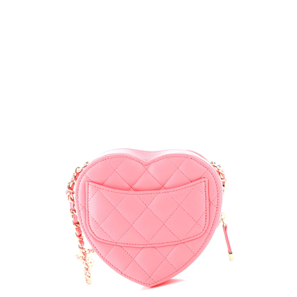 CC in Love Heart Clutch with Chain Quilted Lambskin