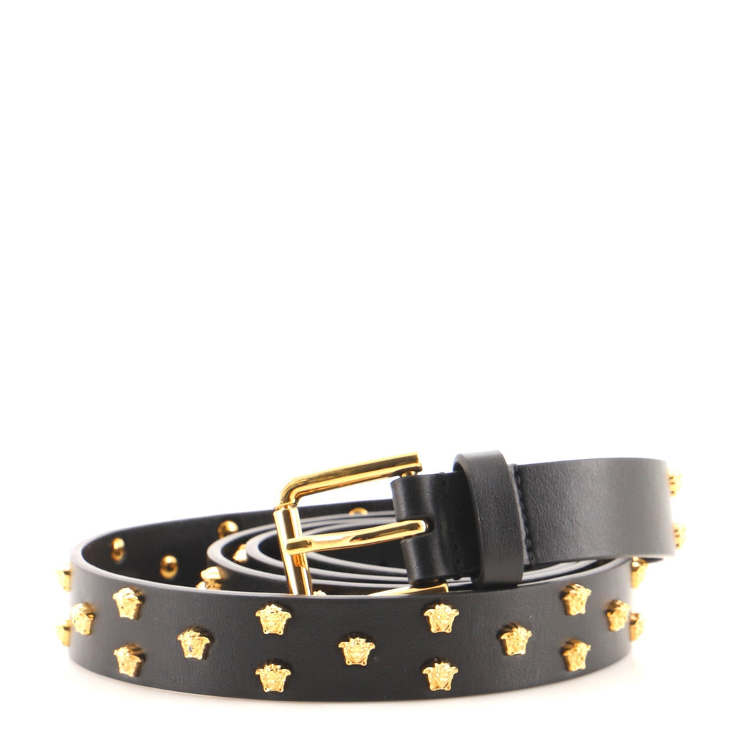 Buckle Belt Medusa Studded Leather Medium 110