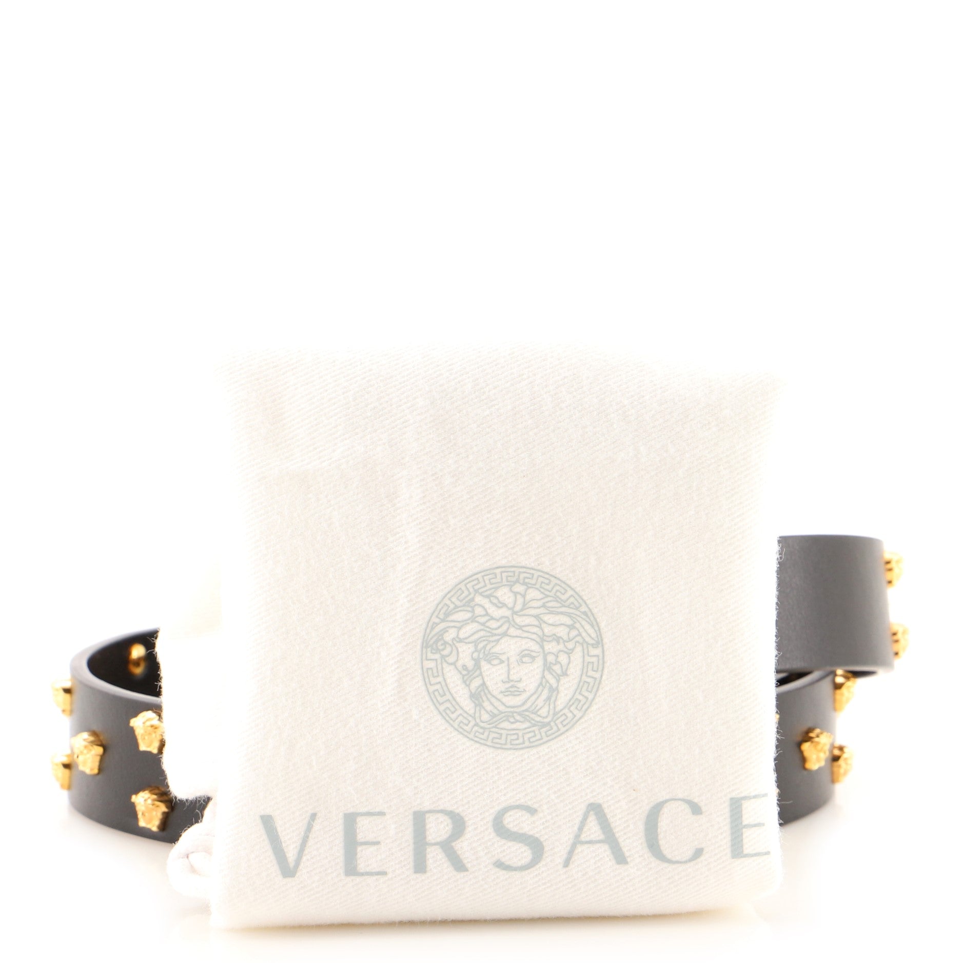 Buckle Belt Medusa Studded Leather Medium 110