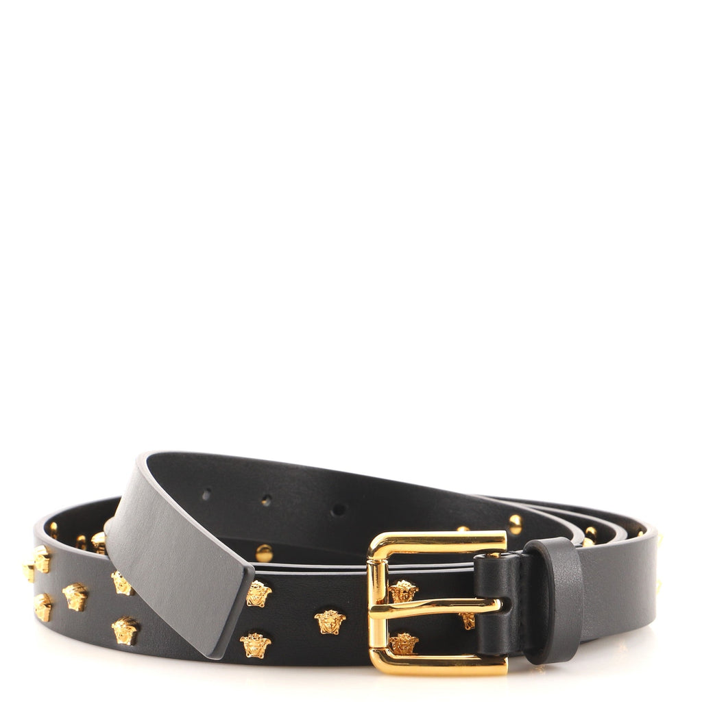 Buckle Belt Medusa Studded Leather Medium 110