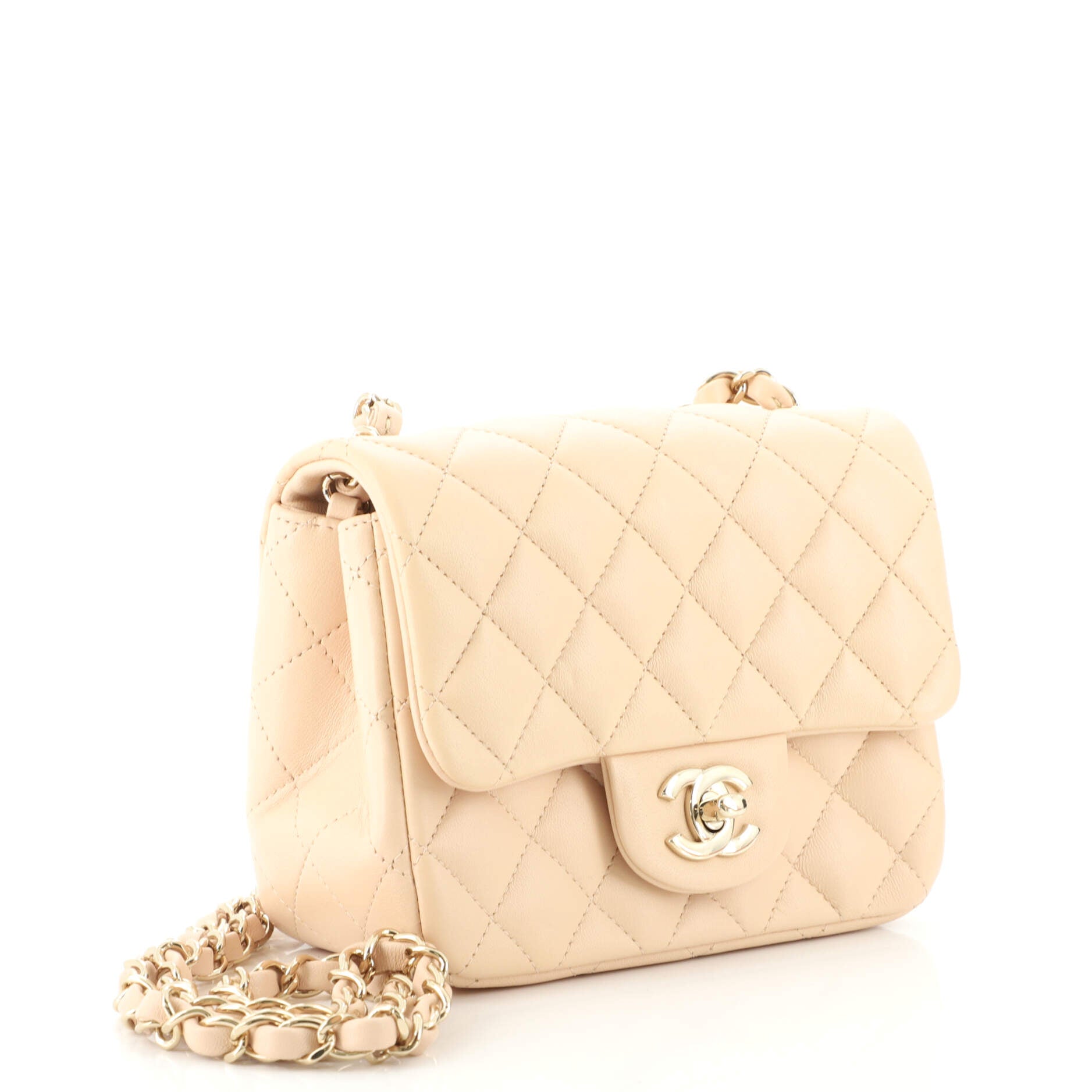 Square Classic Single Flap Bag Quilted Lambskin Mini