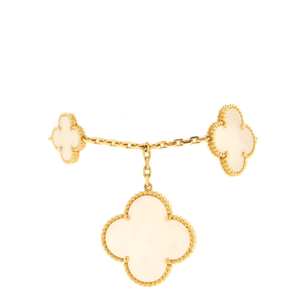 Magic Alhambra 5 Motifs Bracelet Yellow Gold with Mother of Pearl