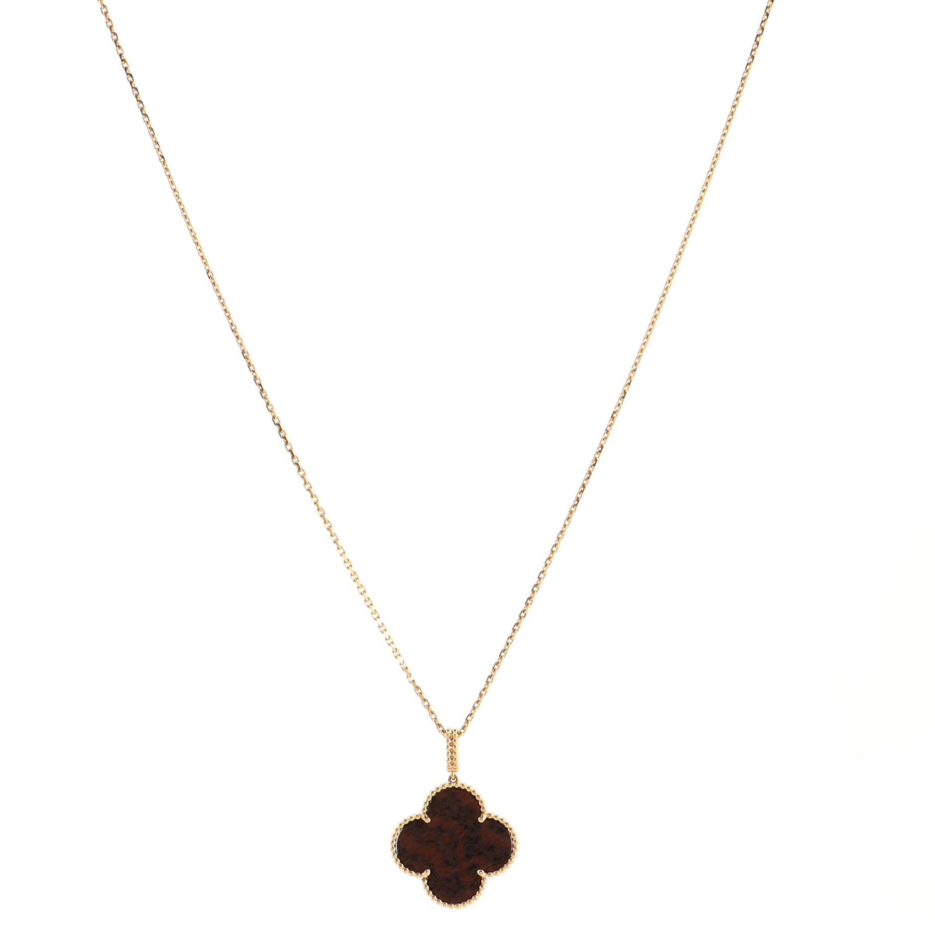 Magic Alhambra Pendant Long Necklace 18K Rose Gold and Letterwood