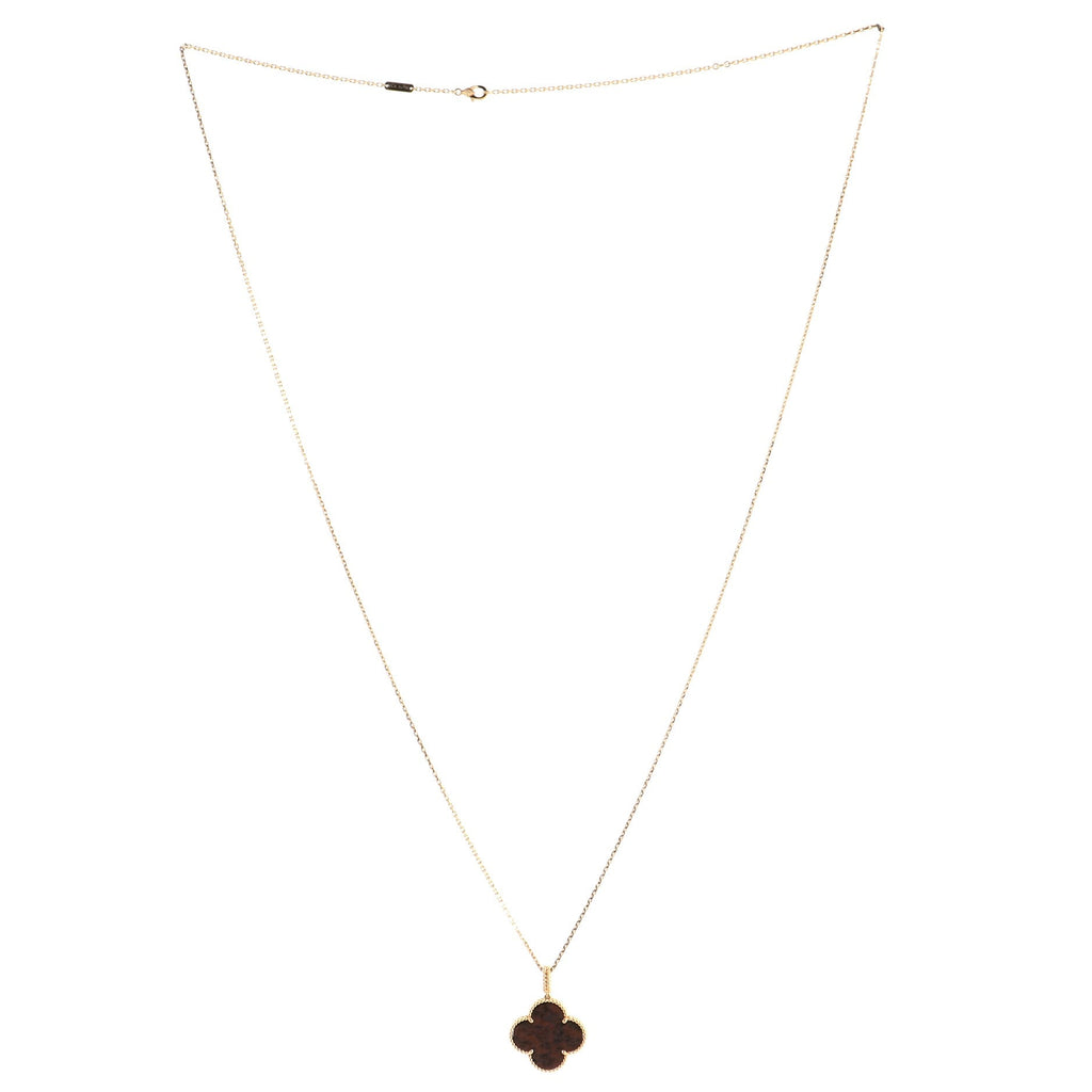 Magic Alhambra Pendant Long Necklace 18K Rose Gold and Letterwood