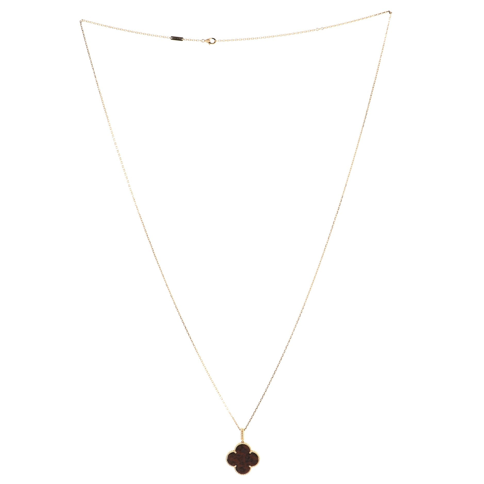 Magic Alhambra Pendant Long Necklace 18K Rose Gold and Letterwood