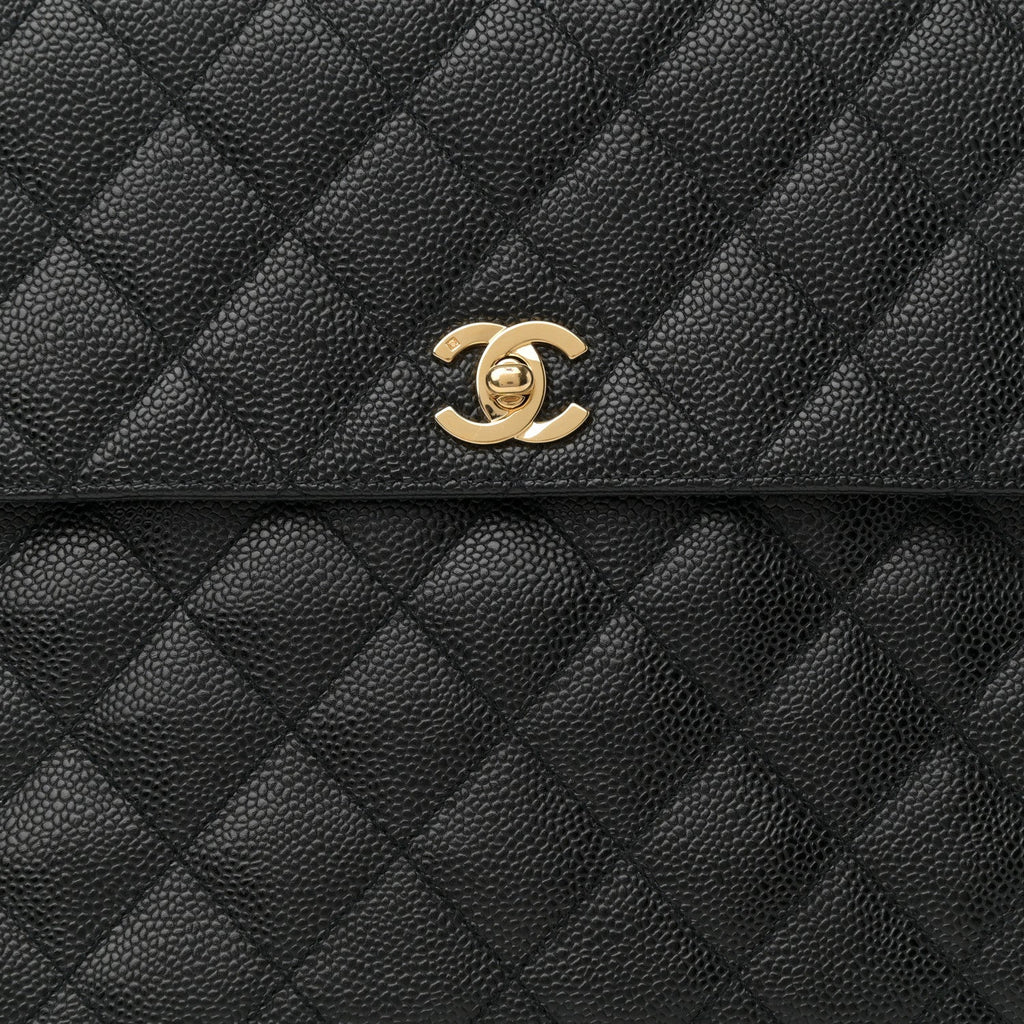 Caviar Quilted Jumbo Kelly Flap Black