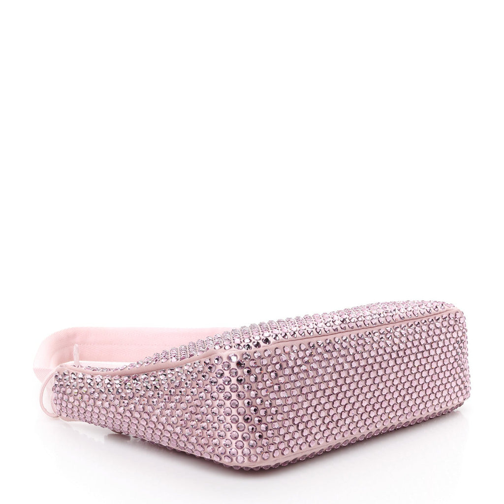 Satin Crystal Mini Re-Edition 2000 Bag Alabastro