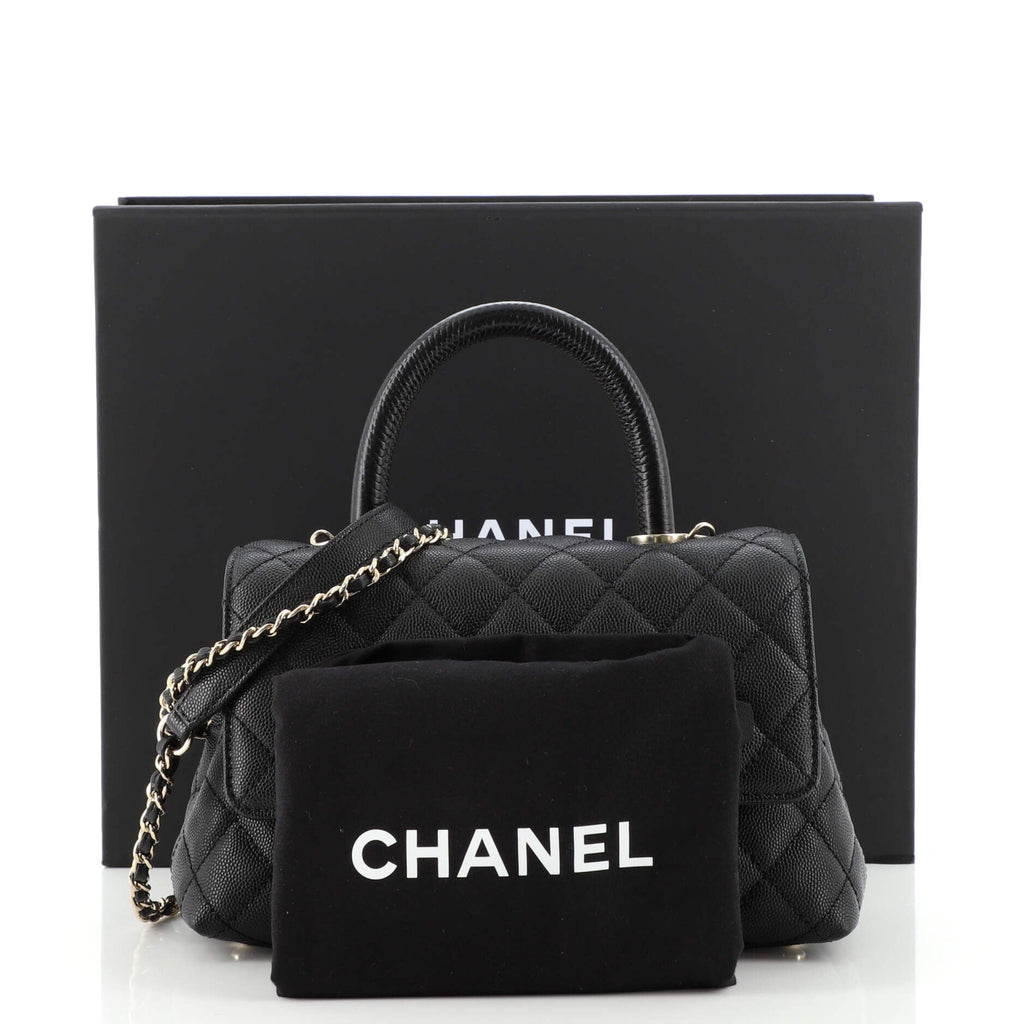 Coco Top Handle Bag Quilted Caviar Mini