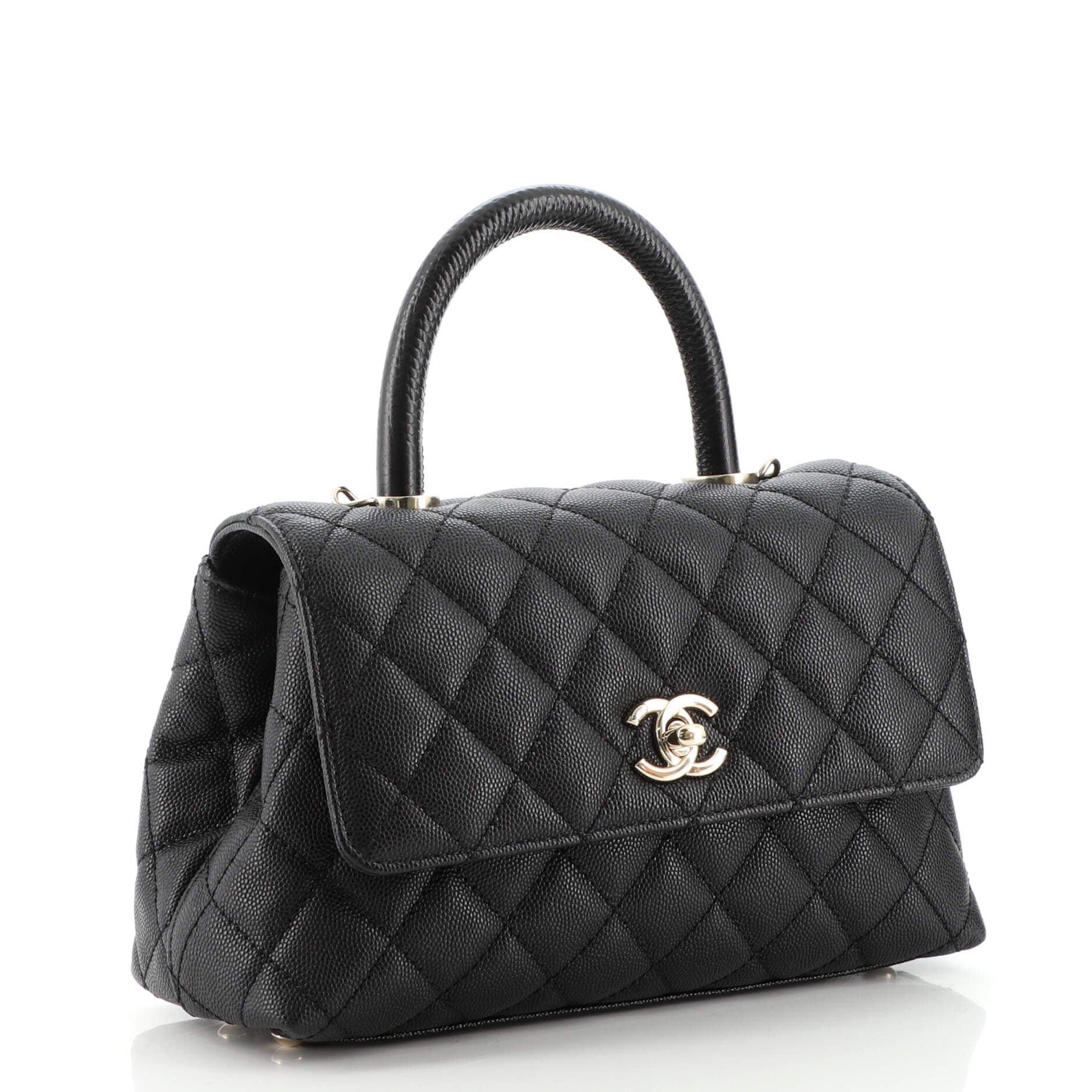 Coco Top Handle Bag Quilted Caviar Mini