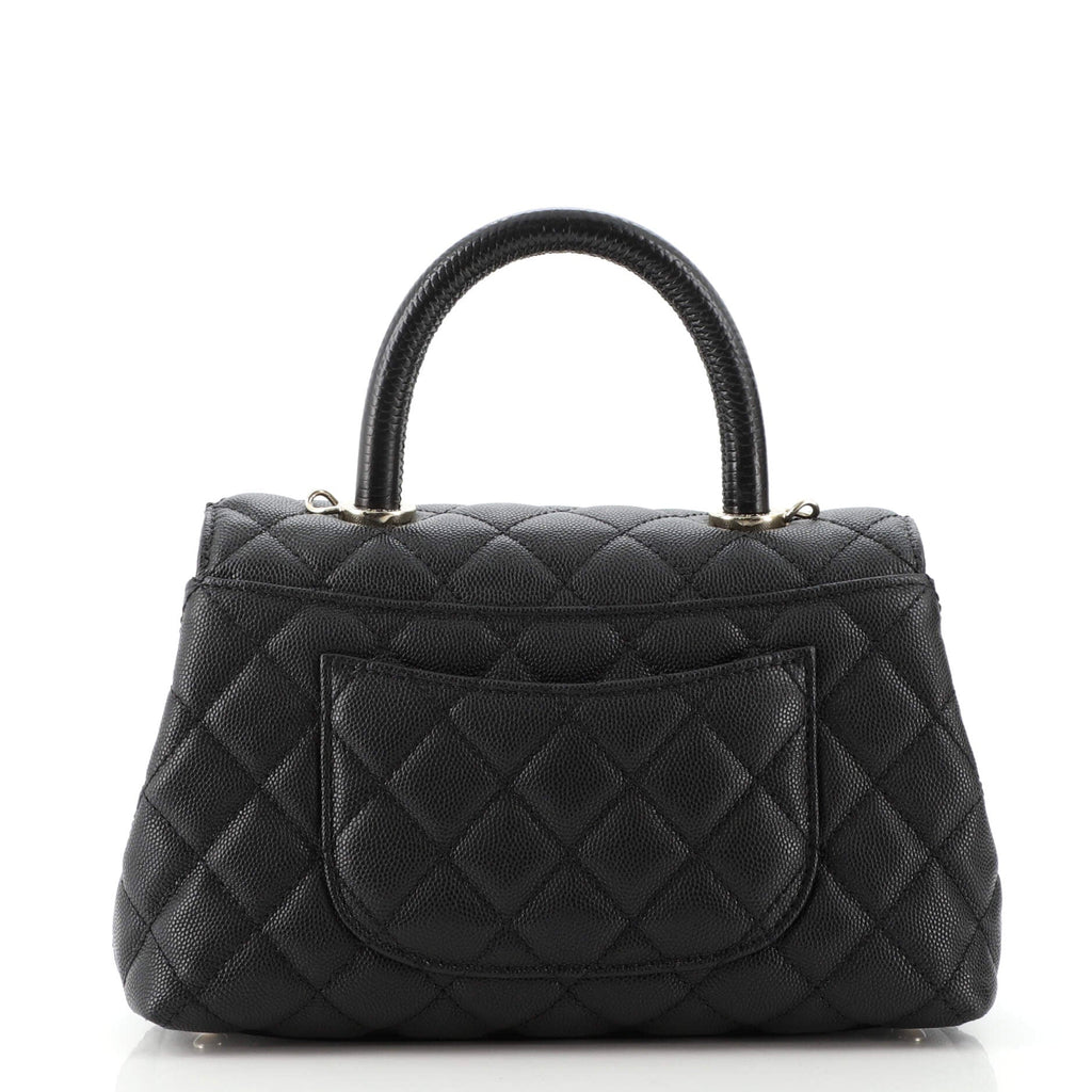 Coco Top Handle Bag Quilted Caviar Mini