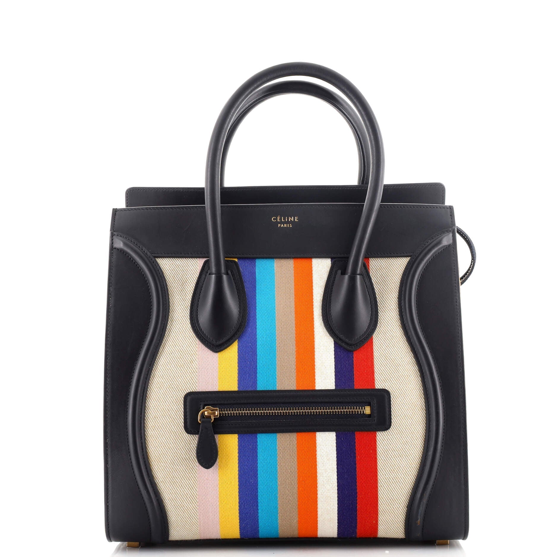 Tricolor Luggage Bag Canvas and Leather Mini