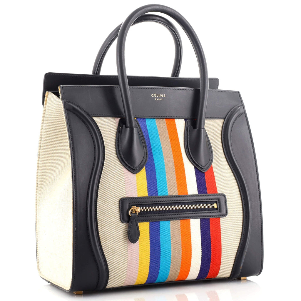Tricolor Luggage Bag Canvas and Leather Mini