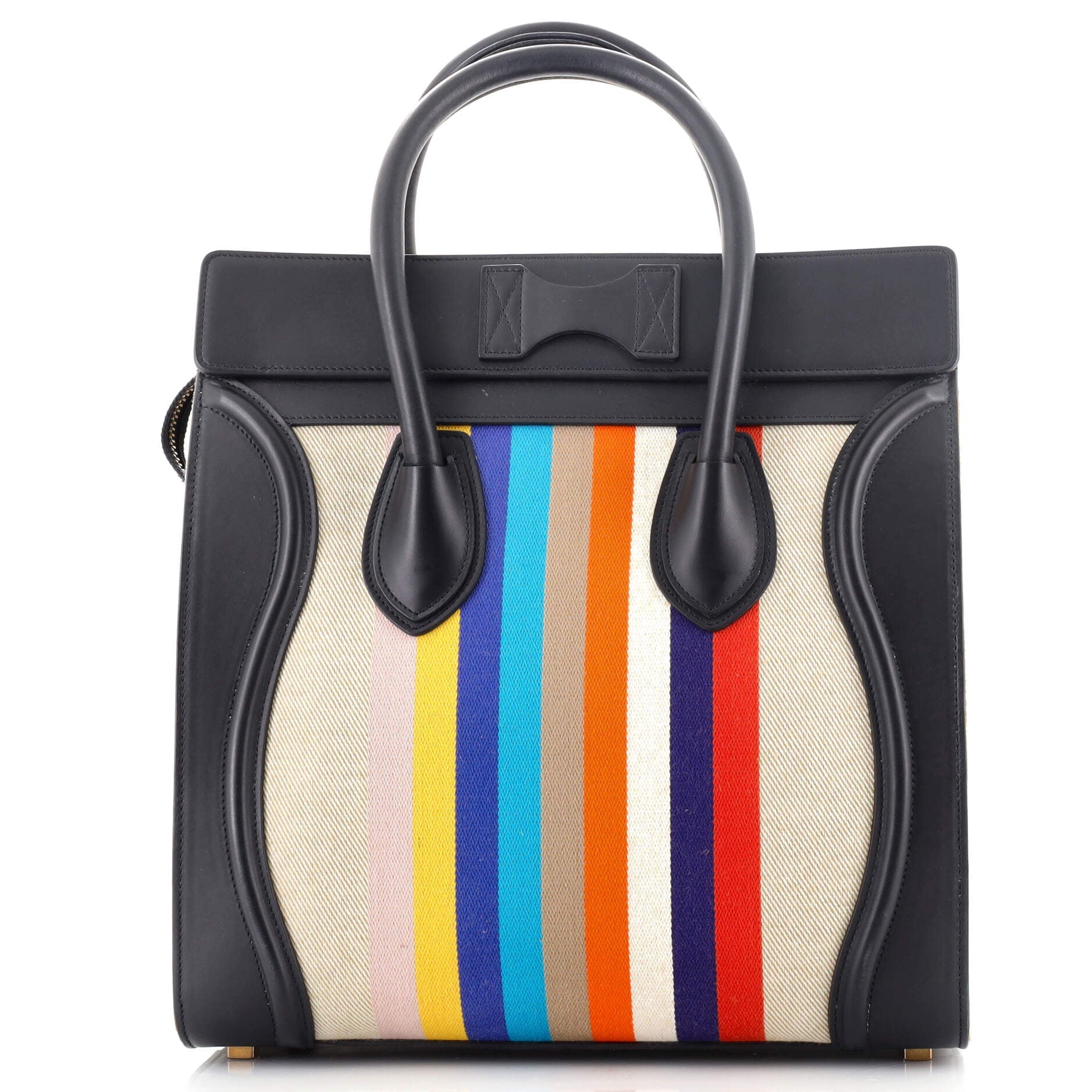 Tricolor Luggage Bag Canvas and Leather Mini