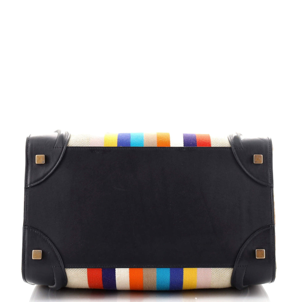 Tricolor Luggage Bag Canvas and Leather Mini