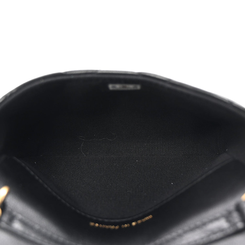 Lambskin Enamel Quilted Coco Hearts Clutch With Chain Black
