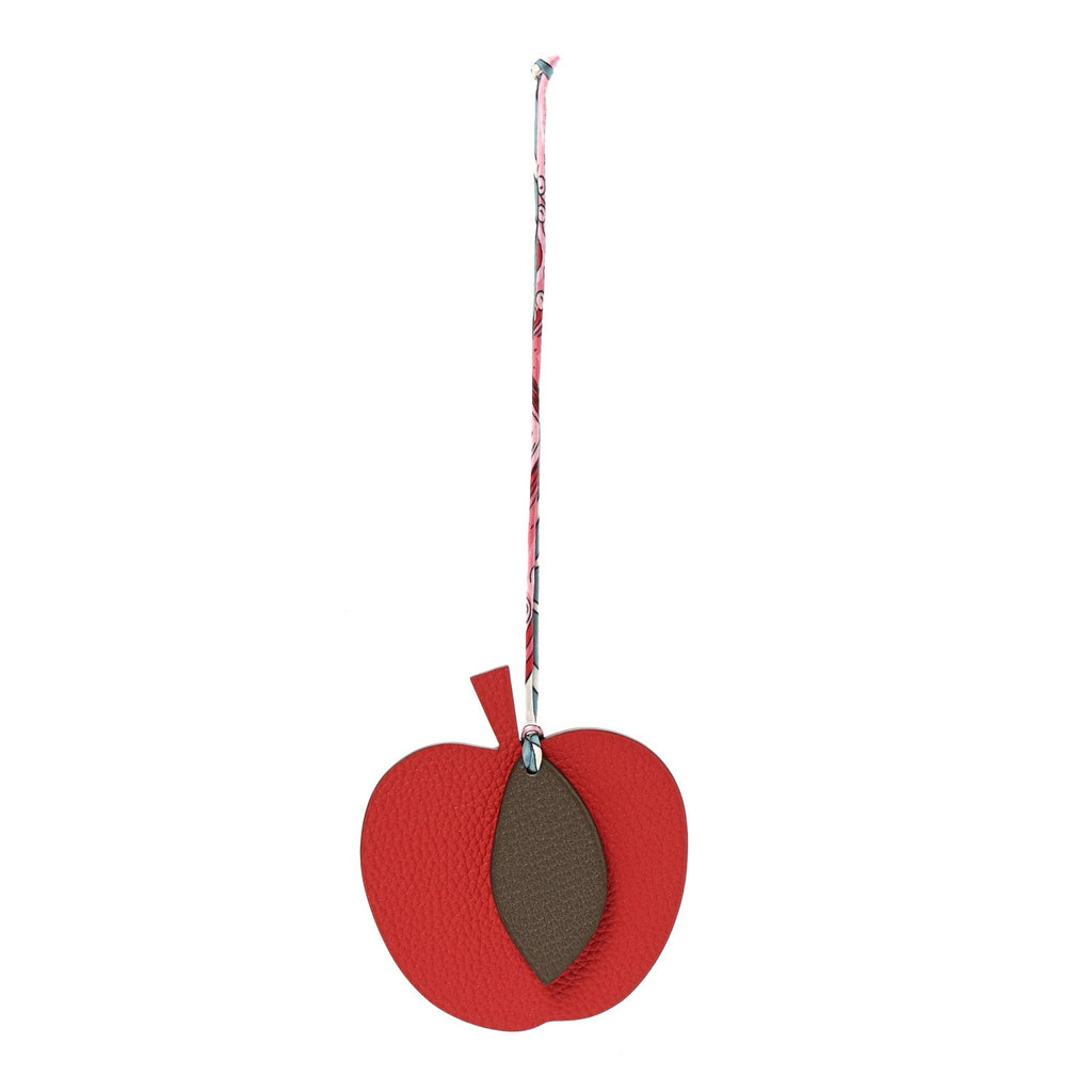 Taurillon Clemence Chevre Mysore Silk Petit H Apple Leaf Bag Charm Rouge Bleu Multicolor