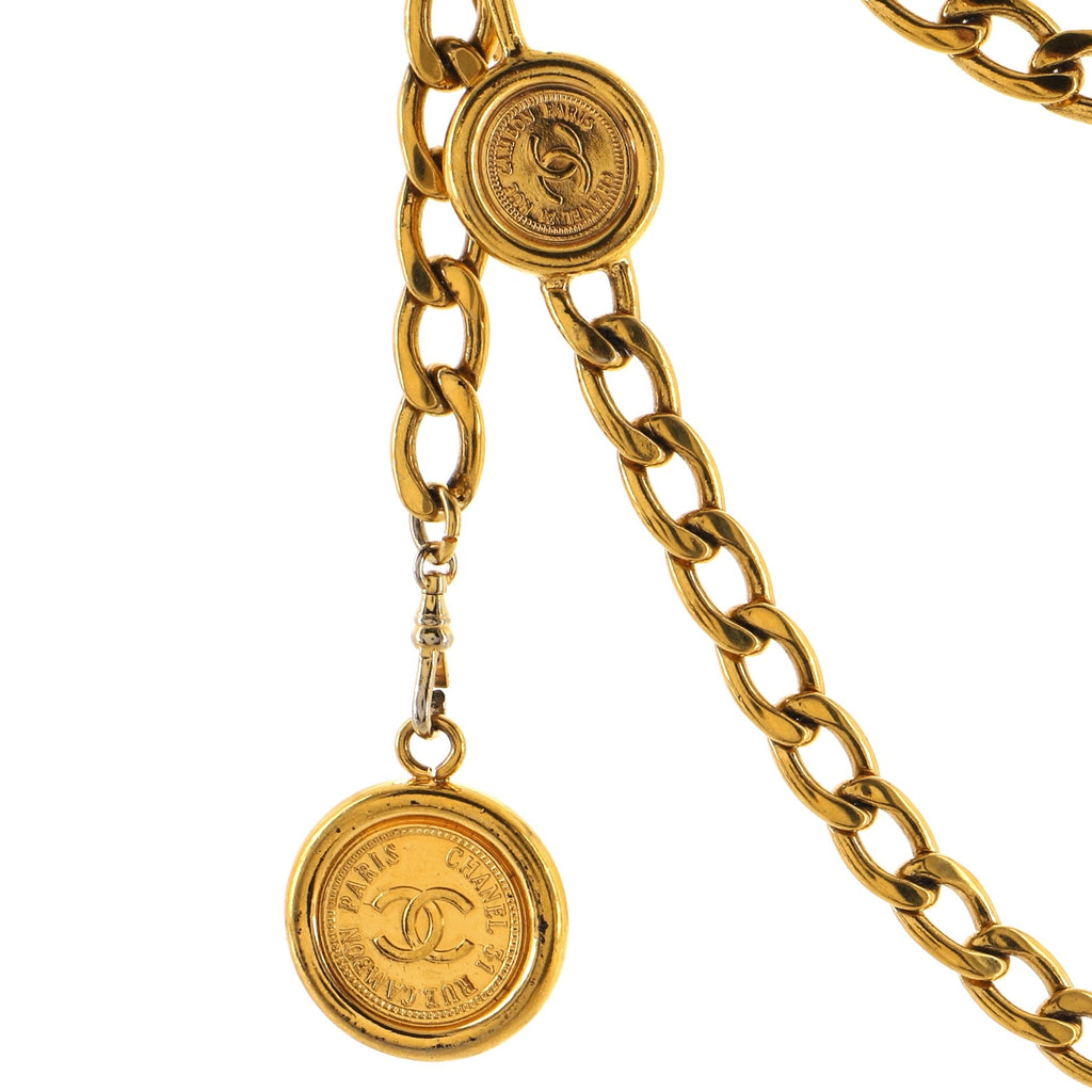 Vintage Medallion Charms Chain Belt Metal 80