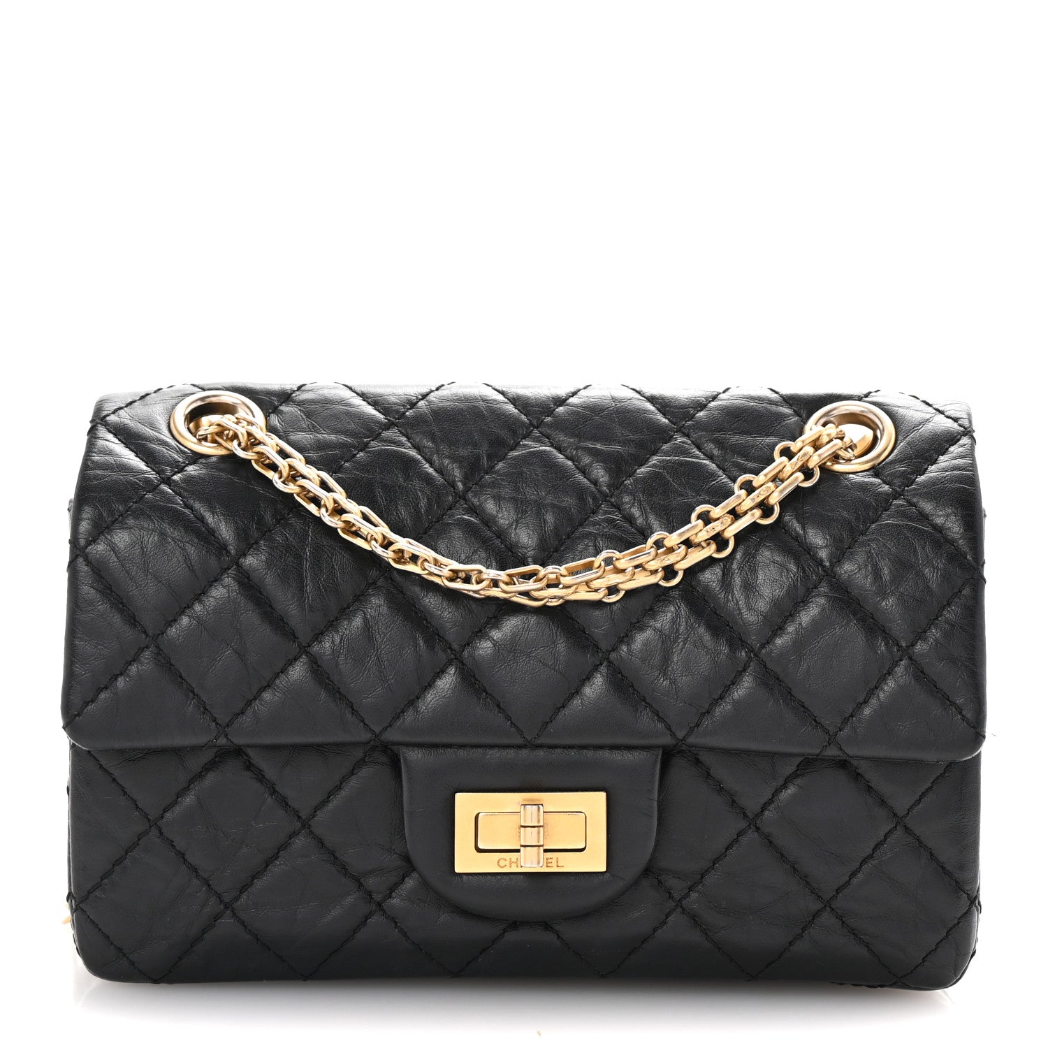 Aged Calfskin Quilted 2.55 Reissue Mini Flap Black