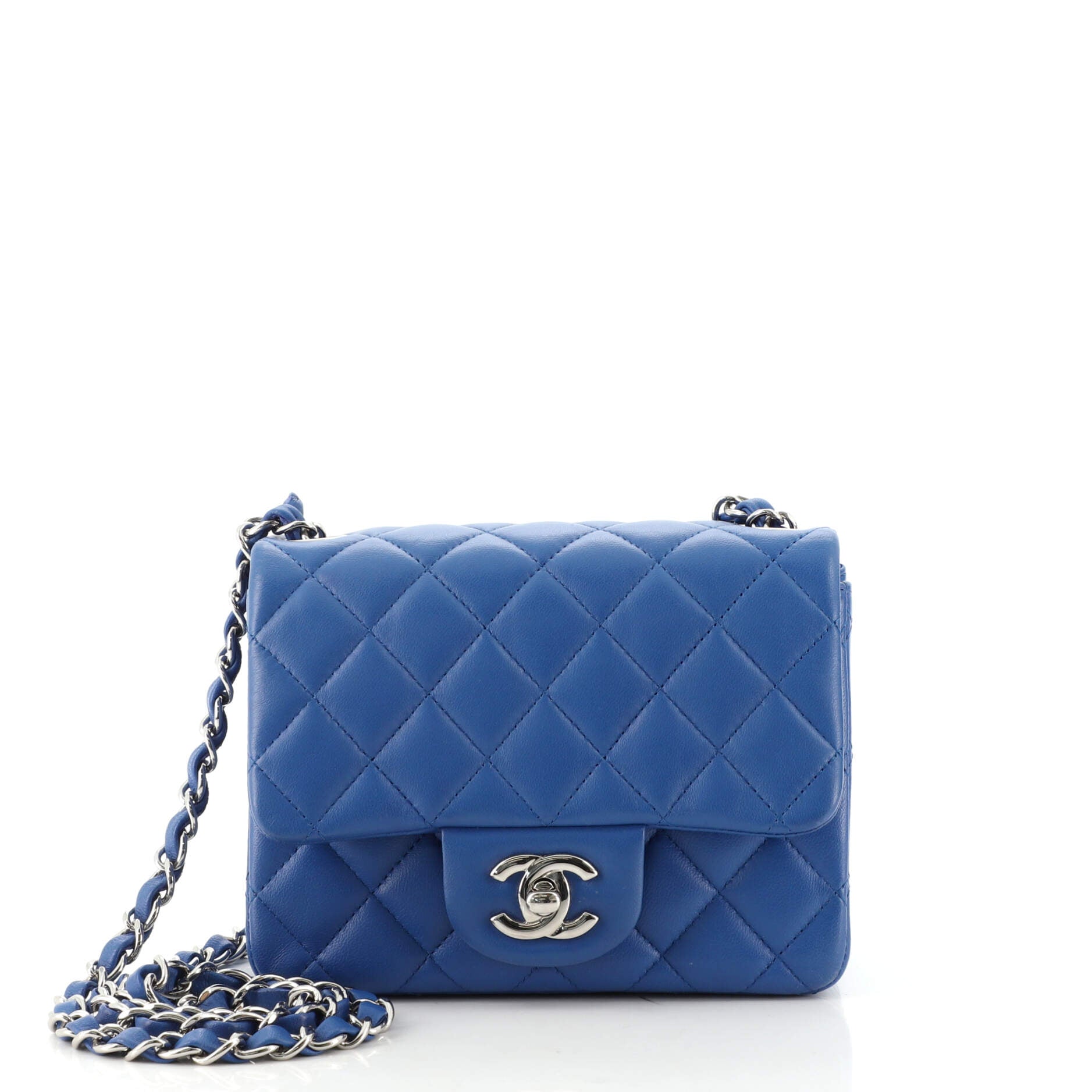 Square Classic Single Flap Bag Quilted Lambskin Mini