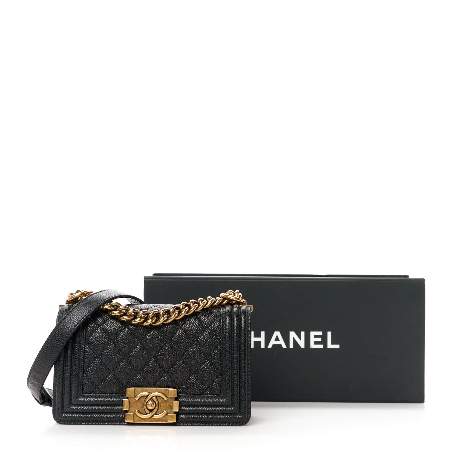 Caviar Quilted Small Boy Flap Black