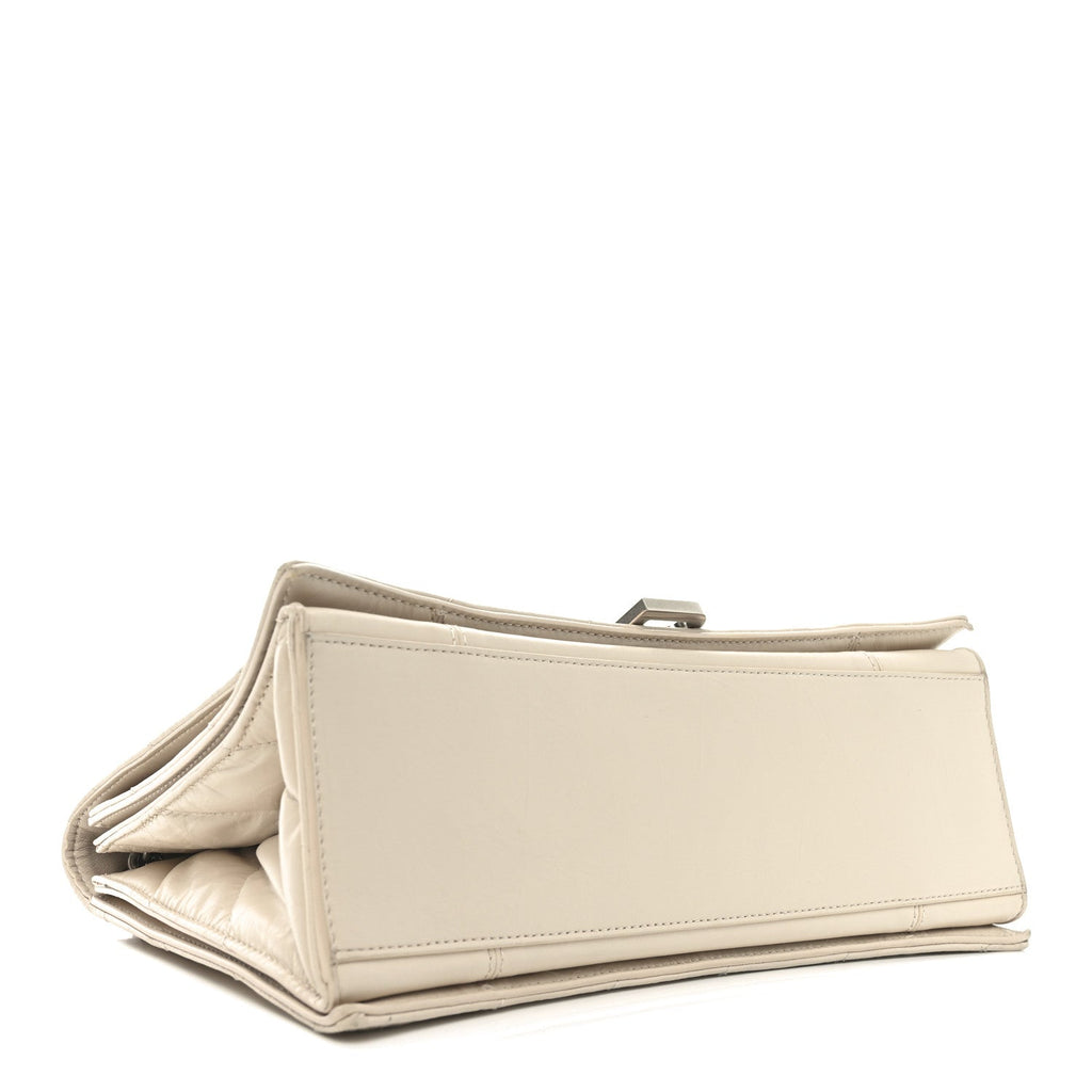 Crushed Calfskin Quilted Medium Crush Chain Bag Nude