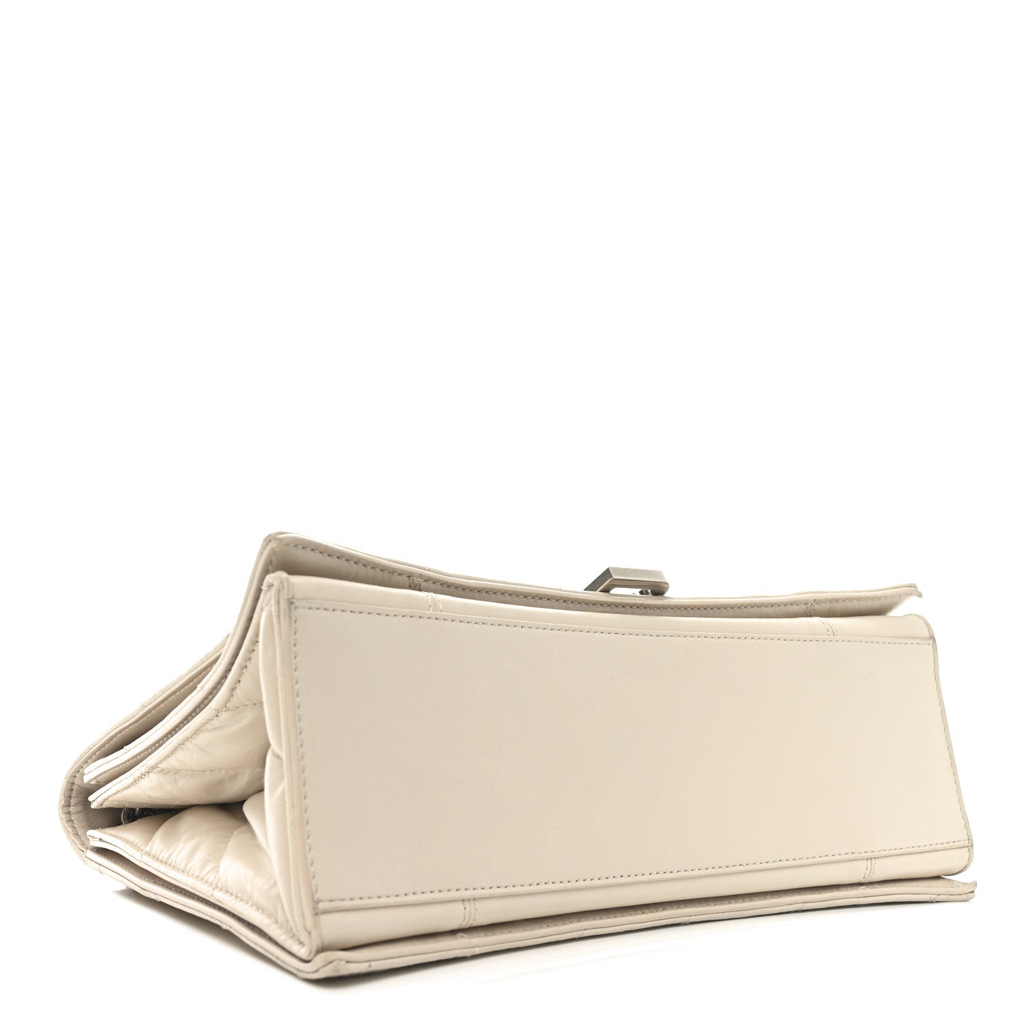 Crushed Calfskin Quilted Medium Crush Chain Bag Nude