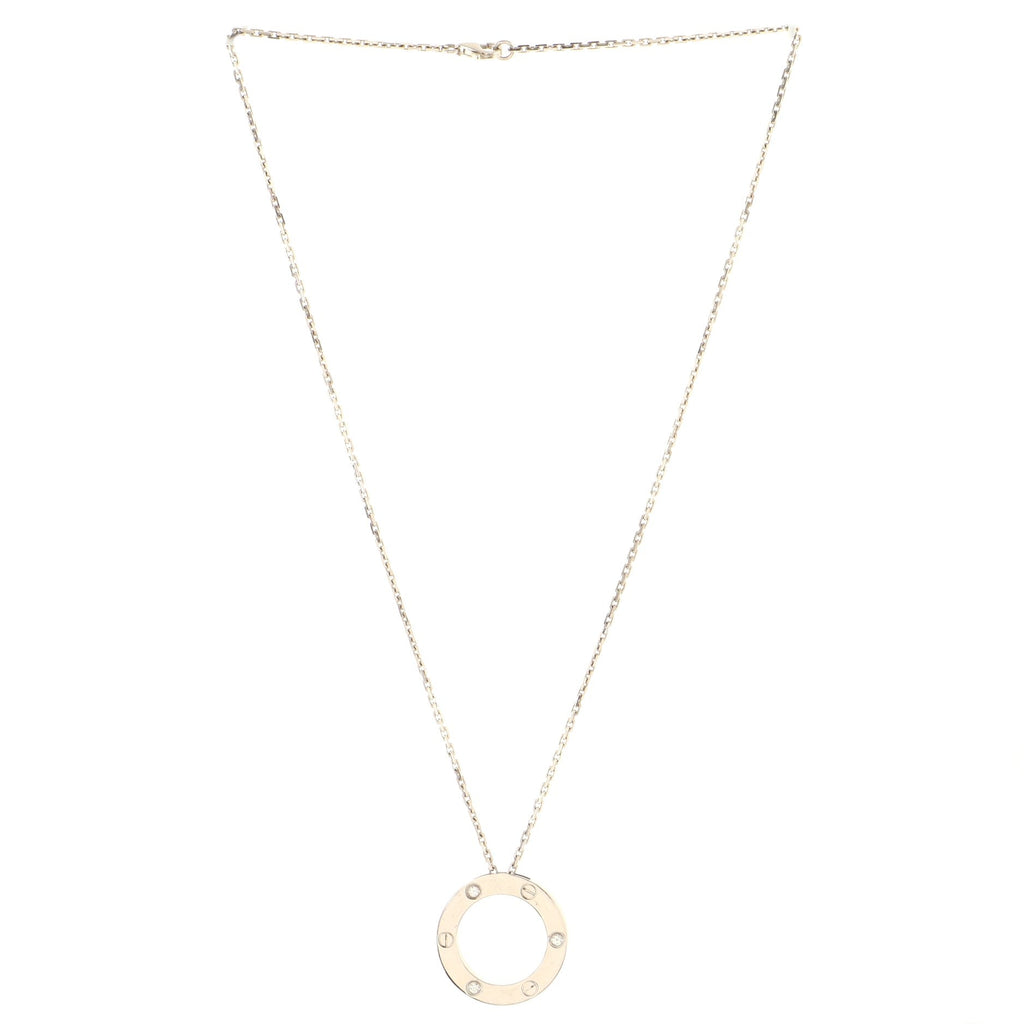 3 Diamonds Love Pendant Necklace 18K White Gold and Diamonds