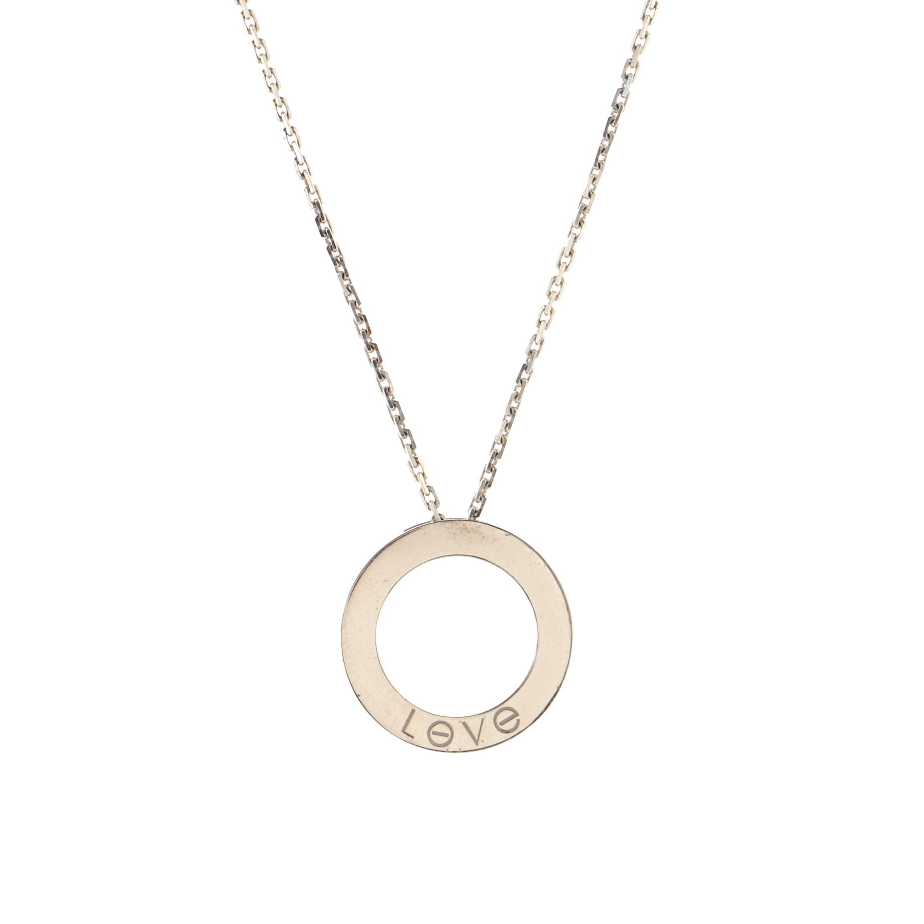 3 Diamonds Love Pendant Necklace 18K White Gold and Diamonds