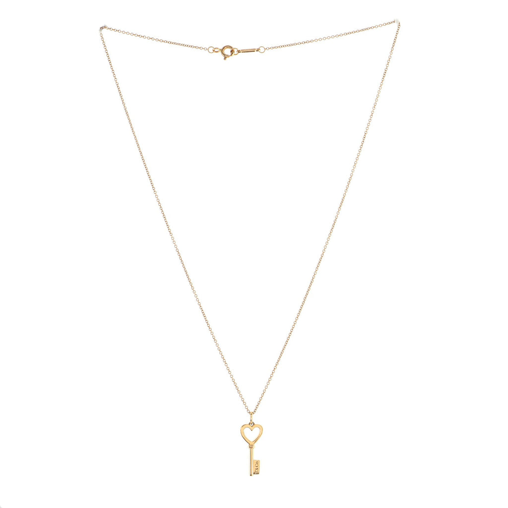 Heart Key Pendant Necklace 18K Yellow Gold