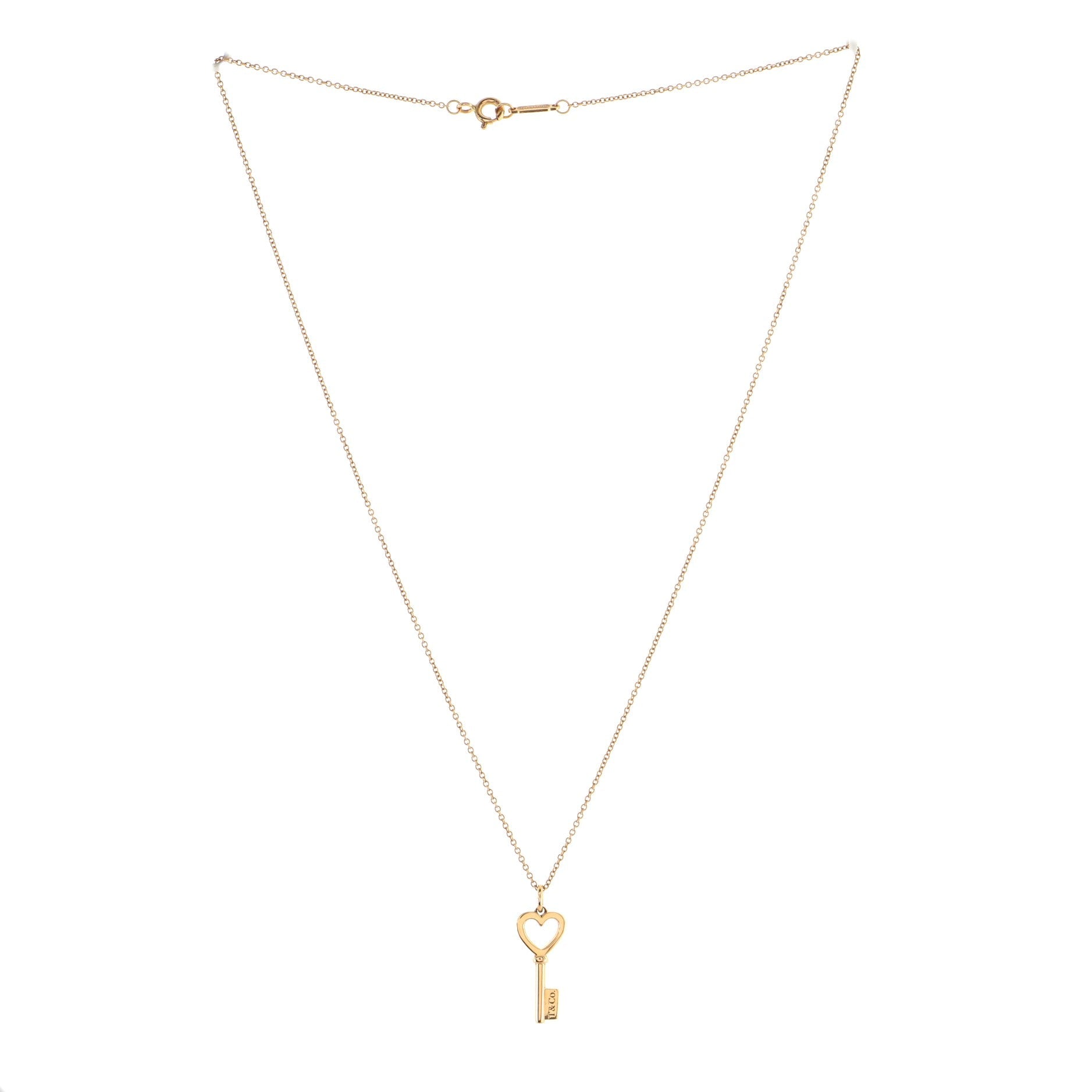 Heart Key Pendant Necklace 18K Yellow Gold