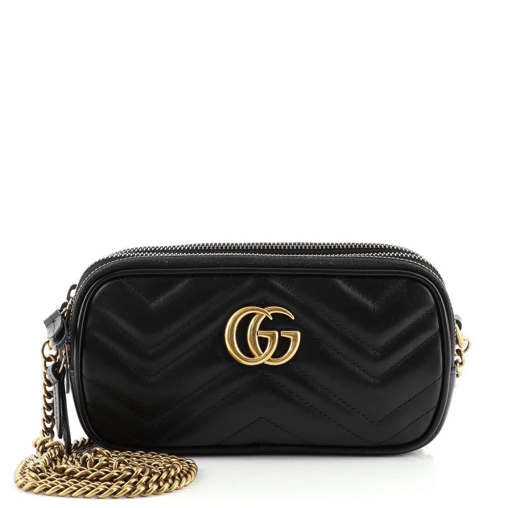 GG Marmont Triple Zip Chain Bag Matelasse Leather Mini