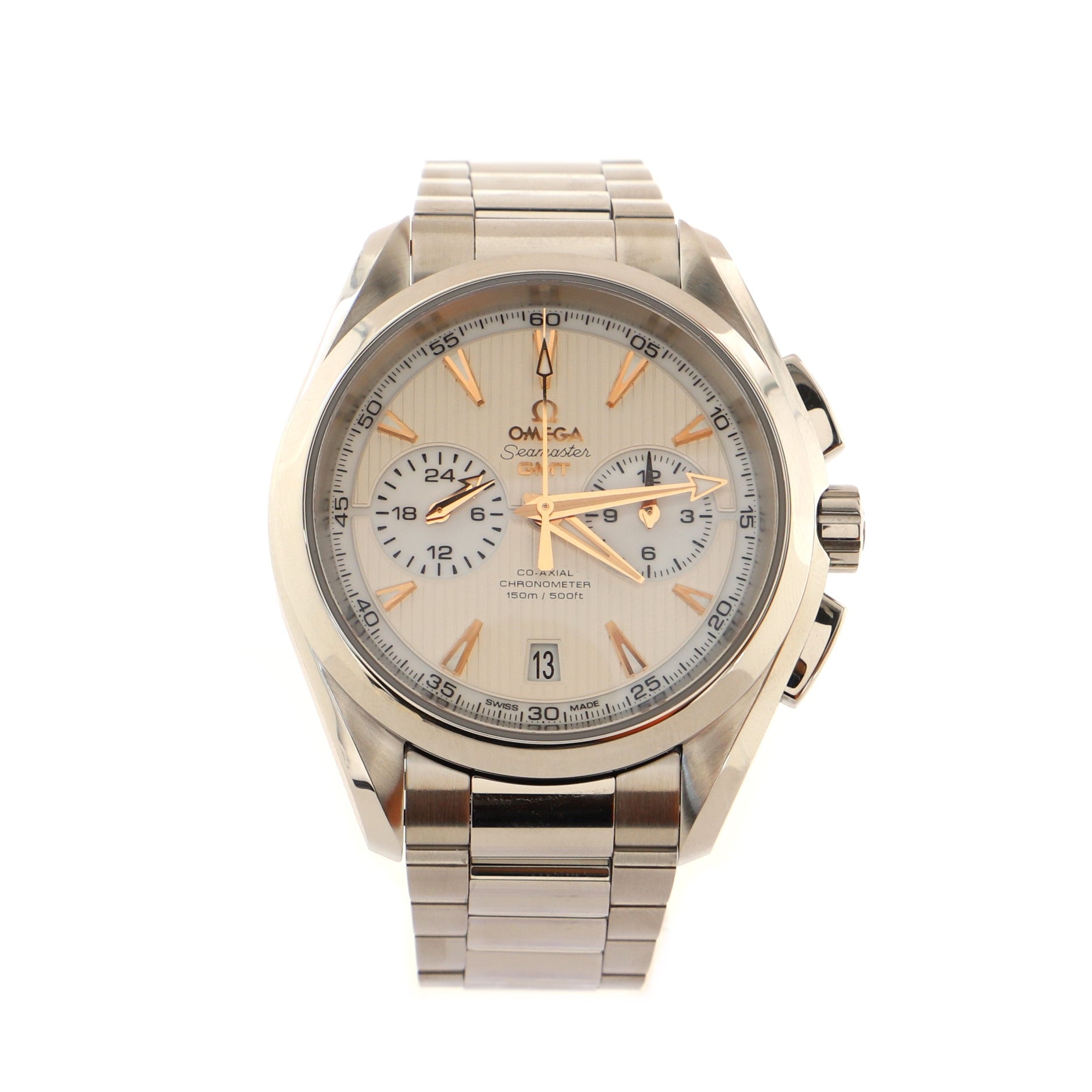 Seamaster Aqua Terra 150M Co-Axial Chronometer GMT Chronograph Automatic Watch Stainless Steel 43