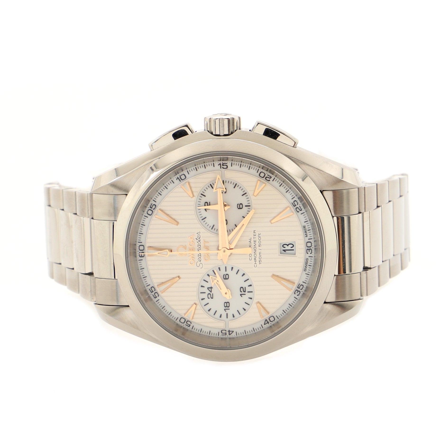 Seamaster Aqua Terra 150M Co-Axial Chronometer GMT Chronograph Automatic Watch Stainless Steel 43