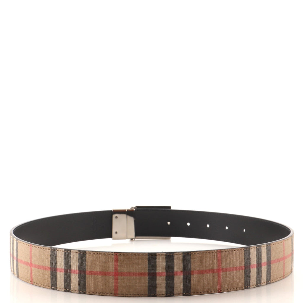 Reversible Logo Buckle Belt Vintage Check Coated Canvas Wide 80