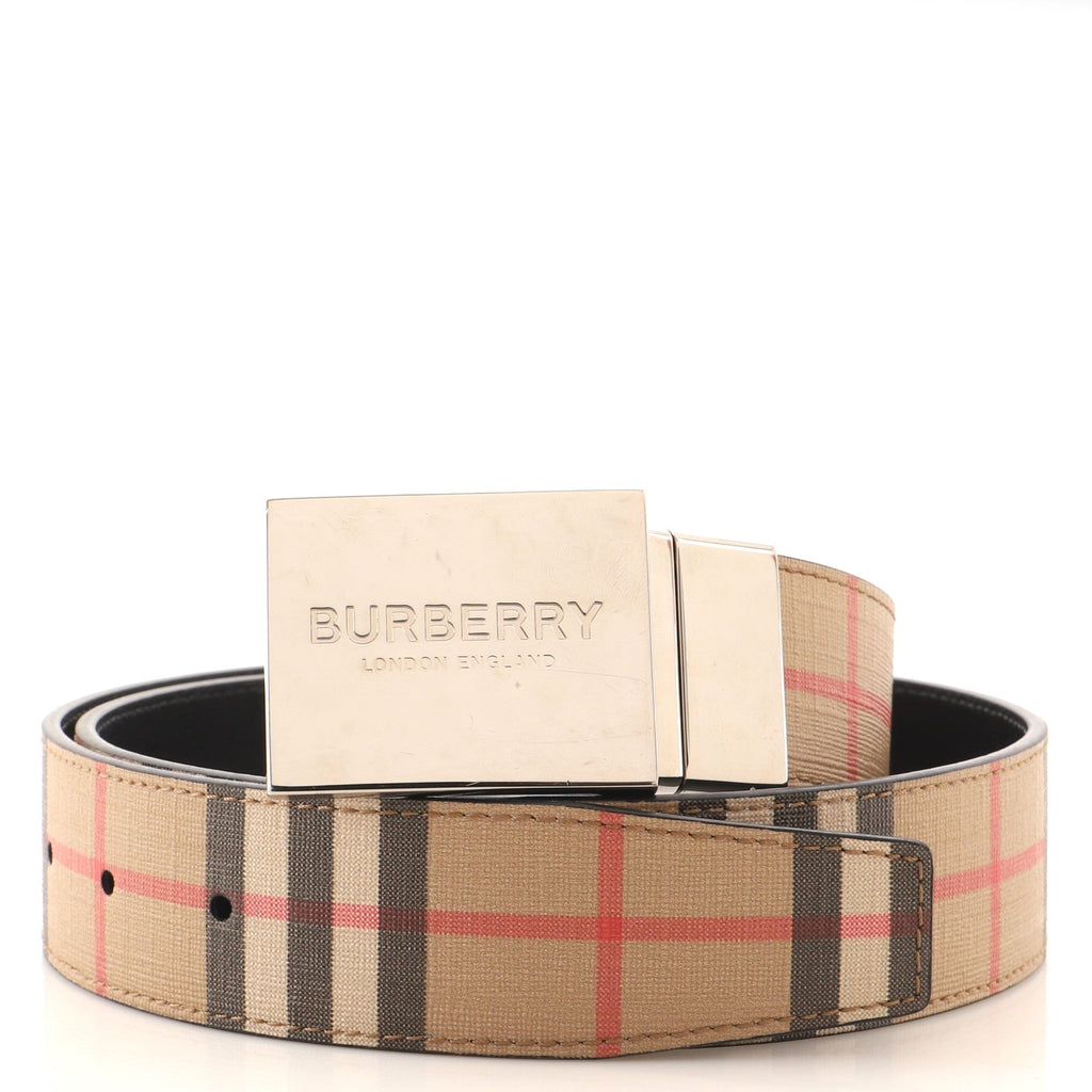 Reversible Logo Buckle Belt Vintage Check Coated Canvas Wide 80