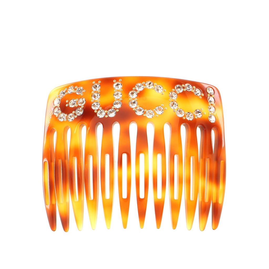 Logo Hair Comb Crystal Embellished Resin XS