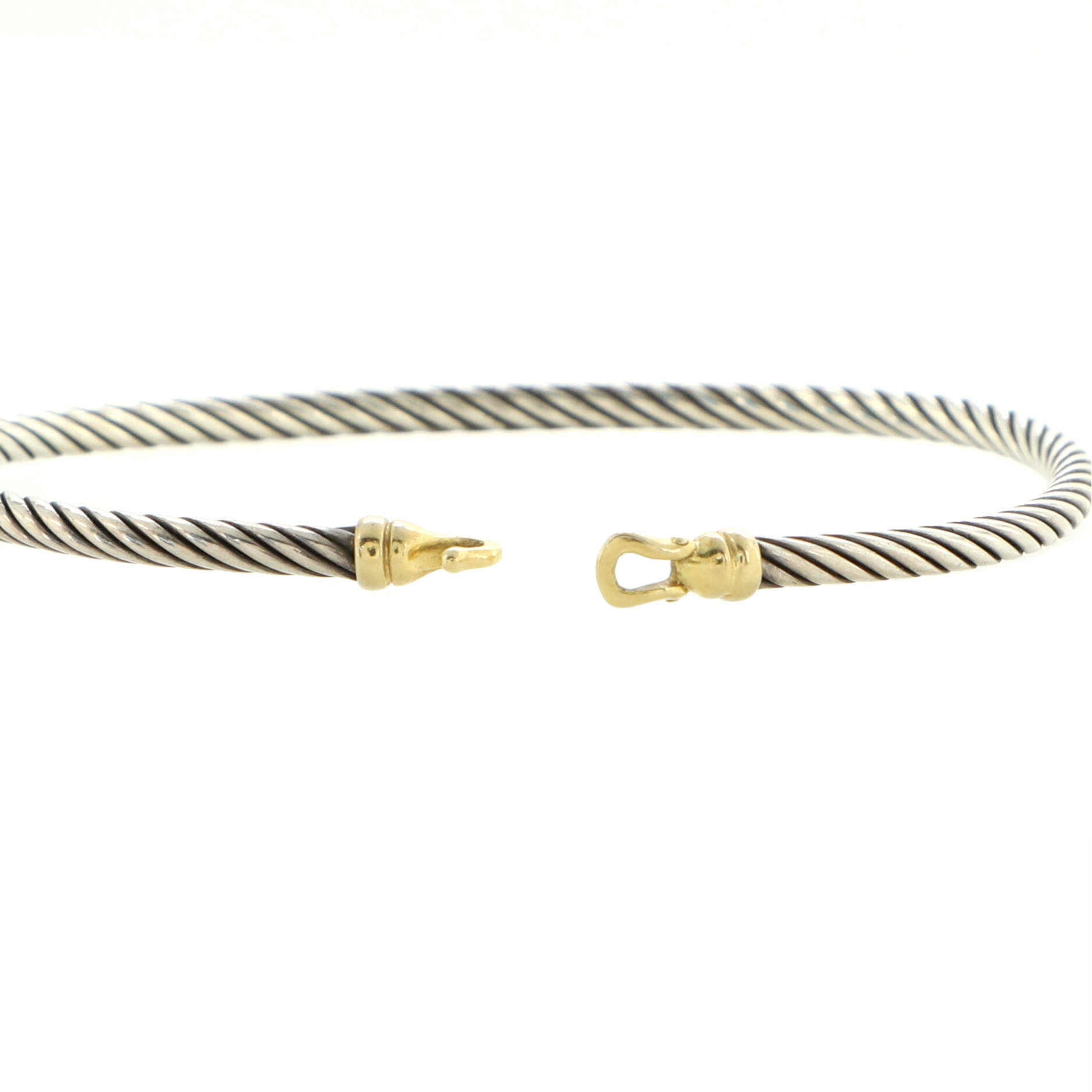 Cable Buckle Bracelet Sterling Silver and 18K Yellow Gold 3mm