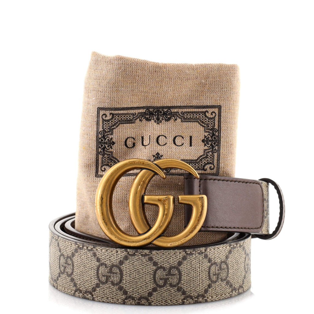 GG Marmont Belt Leather and GG Coated Canvas Medium 90