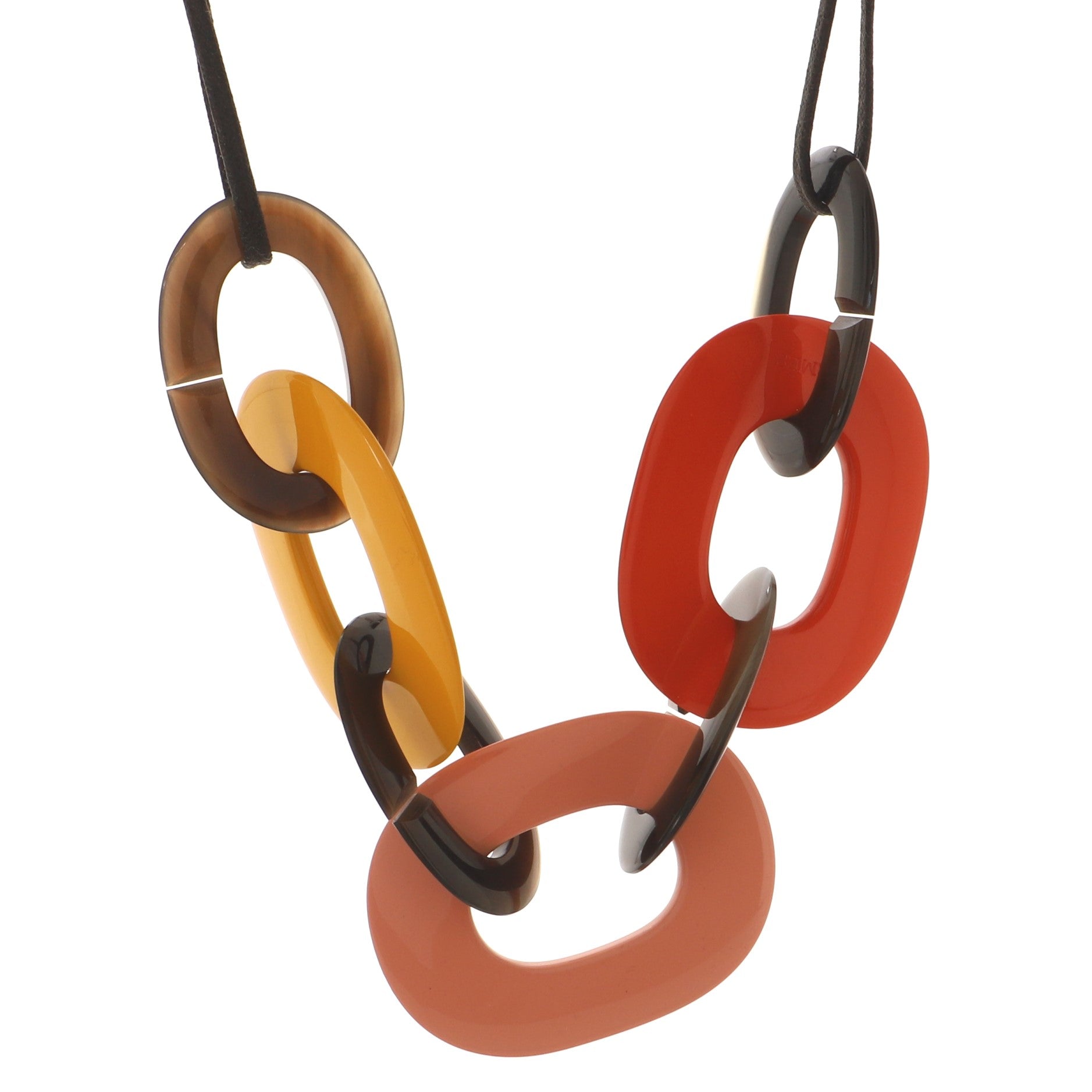 Karamba Necklace Lacquered Buffalo Horn and Waxed Cotton