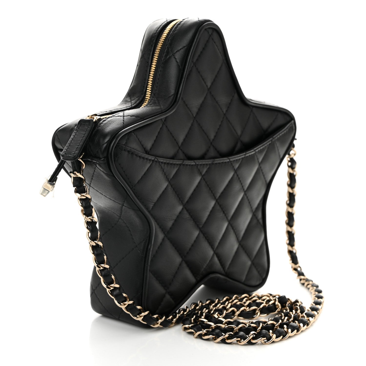 Lambskin Quilted Walk of Fame Star Bag Black
