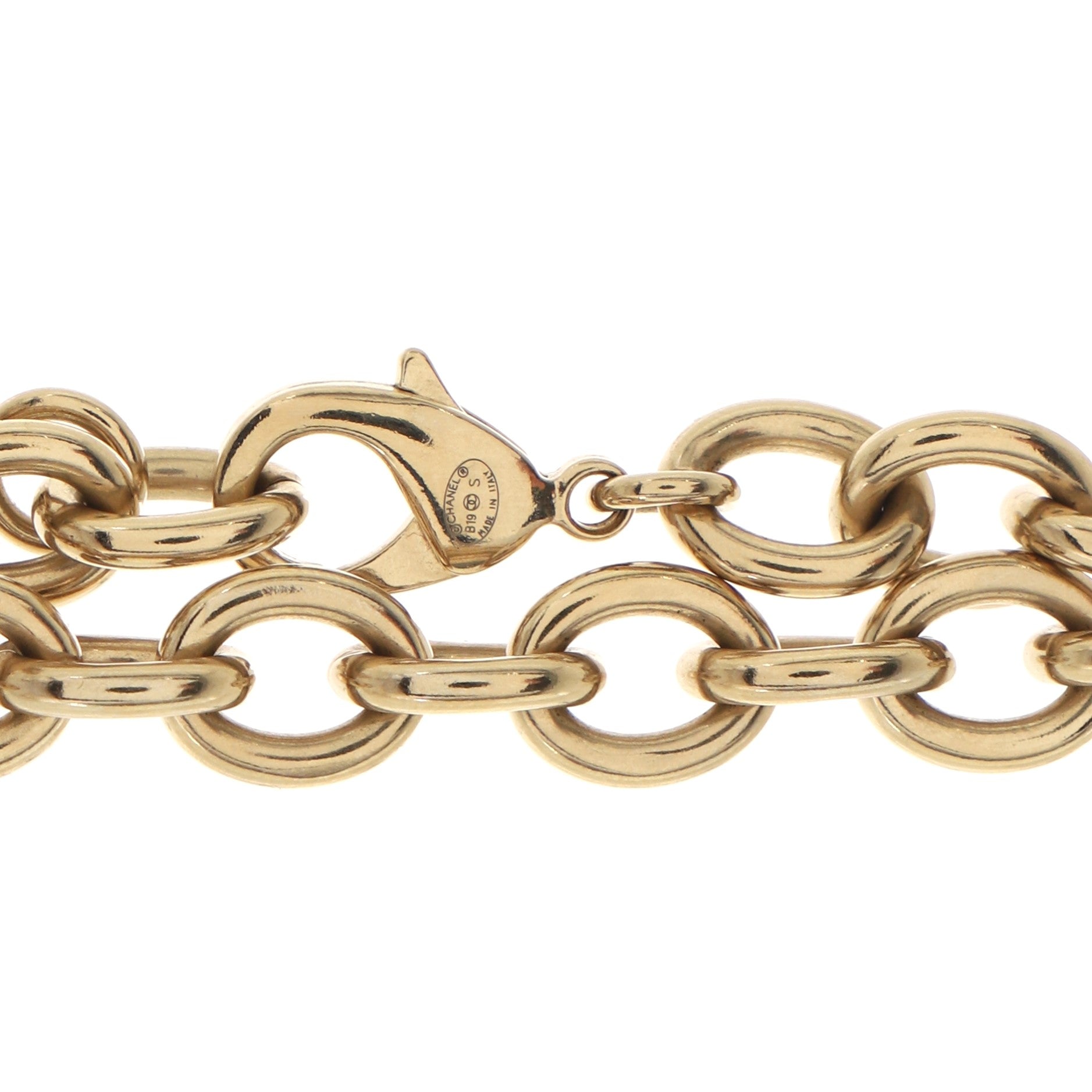 Chain Round Charm Necklace Metal and Leather