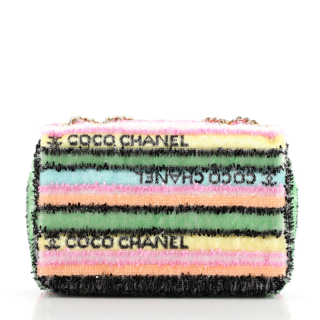 CC Flap Bag Striped Multicolor Sequins Mini